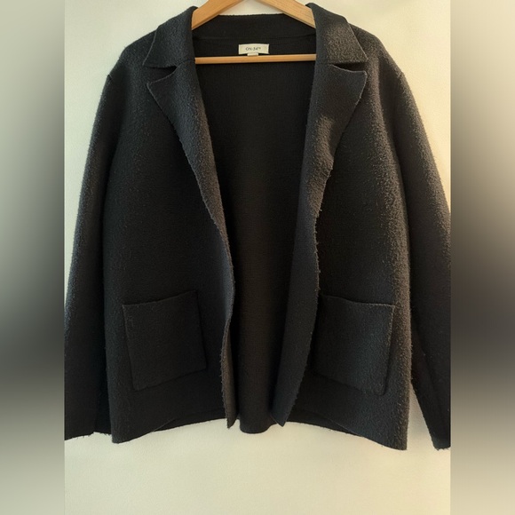 ON 34th Sweaters - Chic Black Fuzzy Cardigan with Collar